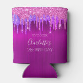 Rafraîchisseur Pour Canette Fête d'anniversaire violet rose parties scintillan (Dos)