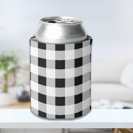 Rafraîchisseur Pour Canette fête de ferme rustique plaid noir et blanc de buff