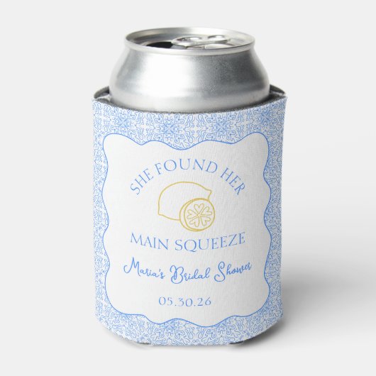 Rafraîchisseur Pour Canette Fête de Fiançailles Main Squeeze Carreau Bleu Citr (Can devant)