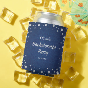 Rafraîchisseur Pour Canette Fête de Fiançailles Perles Diamants Denim Bleu