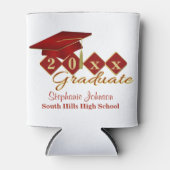 Rafraîchisseur Pour Canette Fête de Graduation Red & Gold Confetti (Devant)