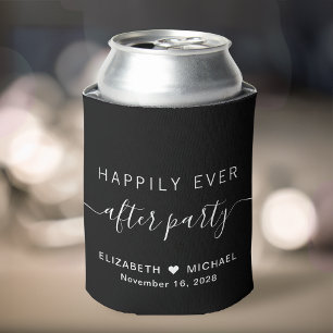 Rafraîchisseur Pour Canette Fête de mariage noir « Happily Ever After »