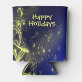 Rafraîchisseur Pour Canette Fête de Noël Arbre d'or Étoiles Marine Fêtes Bleue (Devant)