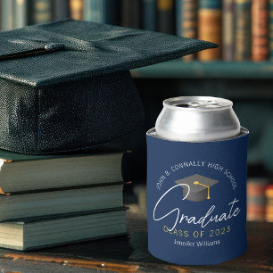 Rafraîchisseur Pour Canette Fête de remise de diplômes personnalisée bleu mari