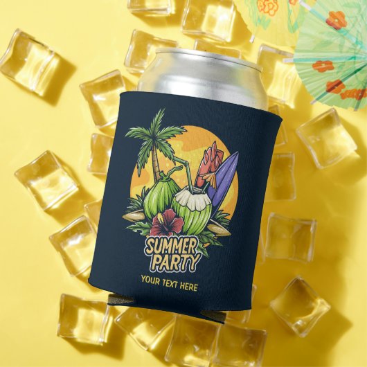 Rafraîchisseur Pour Canette Fête d'été Tropical Texte Personnalisé (Été in situ)
