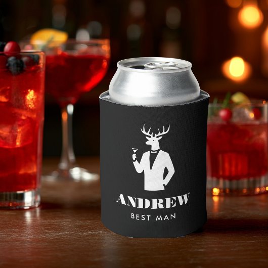 Rafraîchisseur Pour Canette Fête Stag moderne Black Bachelor's Night Name
