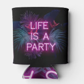 Rafraîchisseur Pour Canette Fête tropicale, feuilles de néon de palme. (Dos)