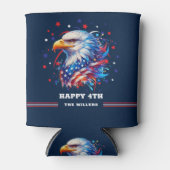 Rafraîchisseur Pour Canette Feu D'Aigle Patriotique Sur Bleu Marine (Devant)