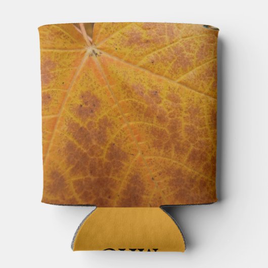 Rafraîchisseur Pour Canette Feuille d'érable jaune Automne Abstraite Nature (Dos)