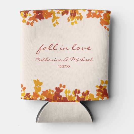 Rafraîchisseur Pour Canette Feuille d'érable Orange et Terracotta Mariage d'au (Devant)