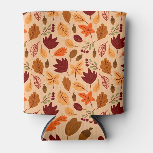 Rafraîchisseur Pour Canette Feuilles d'automne, motif simple et enfantin. (Devant)