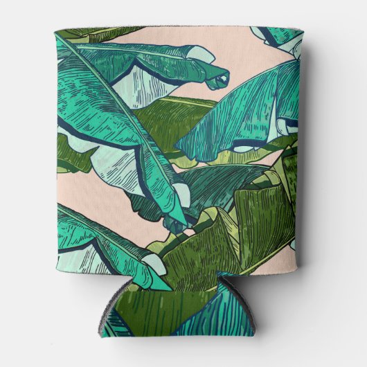 Rafraîchisseur Pour Canette Feuilles de bananes : Motif Tropical sans joint. (Devant)