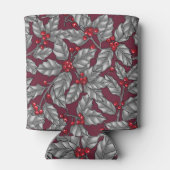 Rafraîchisseur Pour Canette Feuilles gris sur rouge foncé (Dos)