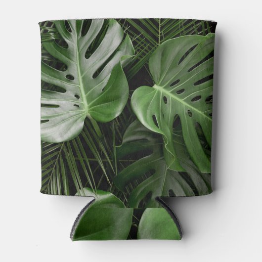 Rafraîchisseur Pour Canette Feuilles Monstera, aménagement tropical de luxe. (Devant)