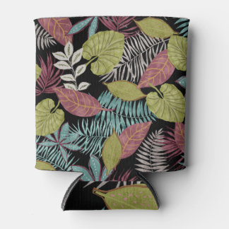 Rafraîchisseur Pour Canette Feuilles sombres tropicaux : Motif textile