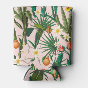 Rafraîchisseur Pour Canette Feuilles tropicales, fleur, motif de fruits.