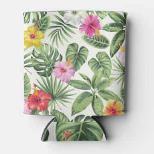Rafraîchisseur Pour Canette Feuilles tropicaux, fleurs, motif vintage sans sou