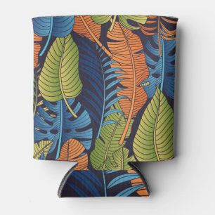 Rafraîchisseur Pour Canette Feuilles tropicaux, motif sans couture fleurie.