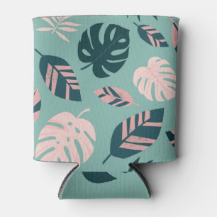Rafraîchisseur Pour Canette Feuilles tropicaux : Motif Vintage sans couture.