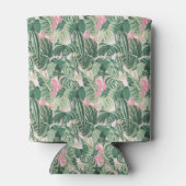 Rafraîchisseur Pour Canette Feuilles tropicaux verts et roses | Monogramme Cab (Dos)