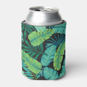 Rafraîchisseur Pour Canette Feuilles tropicaux verts : motif vintage. (Can devant)