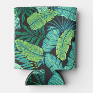 Rafraîchisseur Pour Canette Feuilles tropicaux verts : motif vintage.