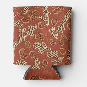 Rafraîchisseur Pour Canette Fèves de café : typographie motif vintage.