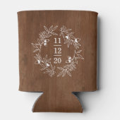 Rafraîchisseur Pour Canette Fiançailles d'automne Noces Initiales Date Wood (Dos)