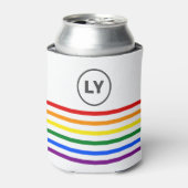 Rafraîchisseur Pour Canette Fierté rayée monogramme drapeau arc-en-ciel blanc (Can devant)