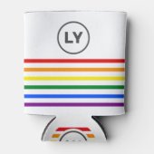 Rafraîchisseur Pour Canette Fierté rayée monogramme drapeau arc-en-ciel blanc (Devant)