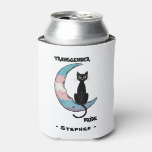 Rafraîchisseur Pour Canette Fierté transgenre - Chat noir sur la lune transsex