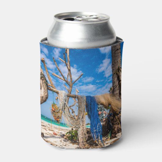 Rafraîchisseur Pour Canette Filets de pêche séchant sur la plage (Can devant)