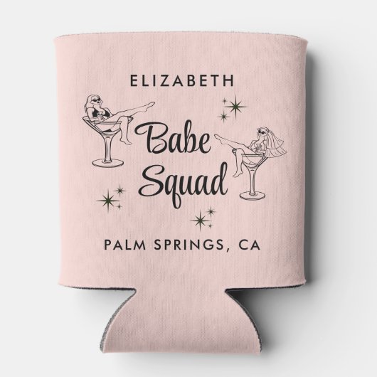 Rafraîchisseur Pour Canette Fille Babe Squad Pink Bachelorette Party (Dos)