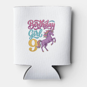 Rafraîchisseur Pour Canette Fille d'anniversaire 9 Licorne Dessin de gravure v