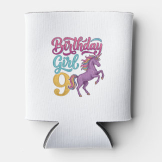 Rafraîchisseur Pour Canette Fille d'anniversaire 9 Licorne Dessin de gravure v