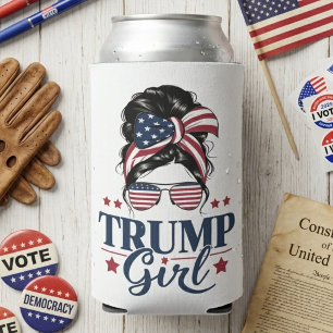 Rafraîchisseur Pour Canette Fille de Trump Chignon Patriotique Emmêlé Drapeau