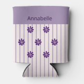 Rafraîchisseur Pour Canette Fille Nom Violet Stripes et Fleurs pourpres (Devant)