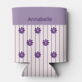 Rafraîchisseur Pour Canette Fille Nom Violet Stripes et Fleurs pourpres (Dos)
