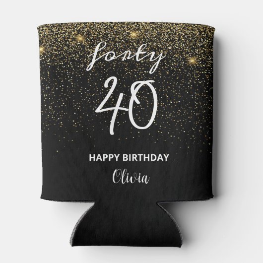 Rafraîchisseur Pour Canette Fille parties scintillant Custom moderne 40e anniv (Dos)