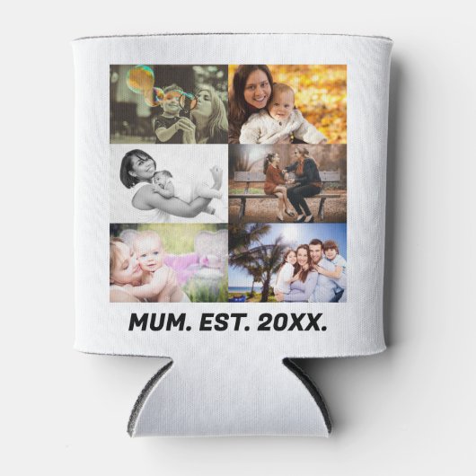 Rafraîchisseur Pour Canette Fille personnalisée EST 20XX 6 collage photo Can C (Devant)