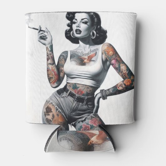 Rafraîchisseur Pour Canette Fille tatouée rétro (Devant)