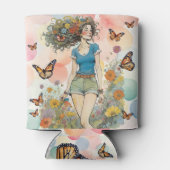 Rafraîchisseur Pour Canette Filles d'été Pastels Floral avec papillons (Dos)