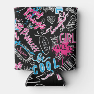 Rafraîchisseur Pour Canette Filles motif avec slogan calligraphique, coeurs, d