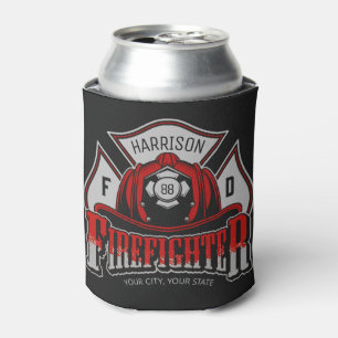 Rafraîchisseur Pour Canette Firefighter Helmet ADD NAME Fire Department Rescue