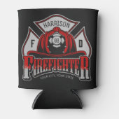 Rafraîchisseur Pour Canette Firefighter Helmet ADD NAME Fire Department Rescue (Devant)