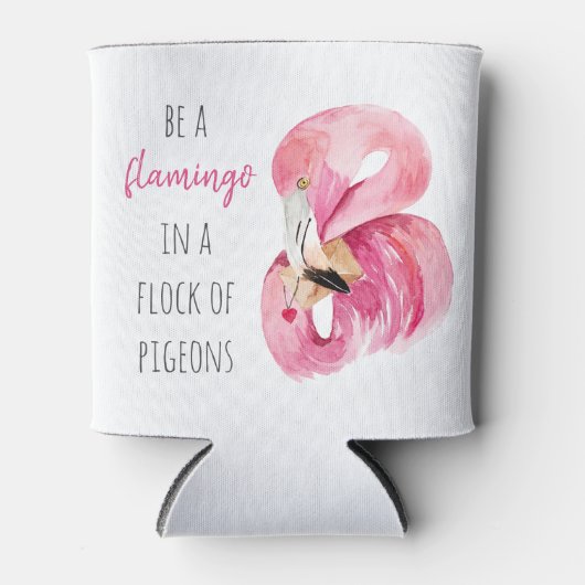 Rafraîchisseur Pour Canette Flamant rose Aquarelle Exotique Rose Moderne Avec  (Devant)