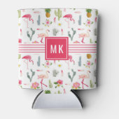 Rafraîchisseur Pour Canette Flamant rose Cactus Ananas Hibiscus Motif (Devant)
