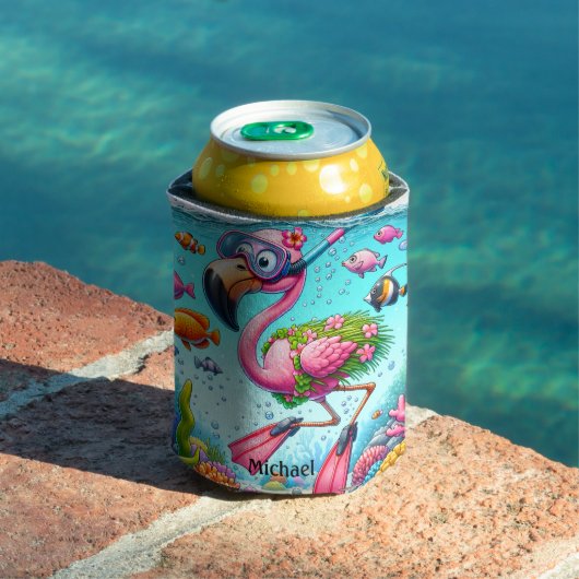 Rafraîchisseur Pour Canette Flamant rose Funky Restez Hydraté Mon Ami (Piscine in situ)