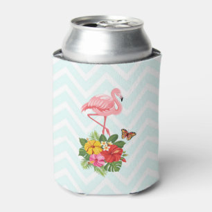 Rafraîchisseur Pour Canette Flamant rose & Hibiscus tropical Fantaisie