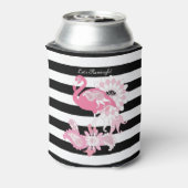Rafraîchisseur Pour Canette Flamant rose moderne noir et blanc rayé rose (Can Dos)